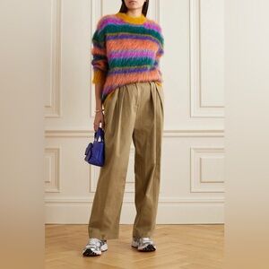 ▫️STAUD
Women's Natural Luisa Pleated Cotton-twill Chino Wide-leg Trousers Pants